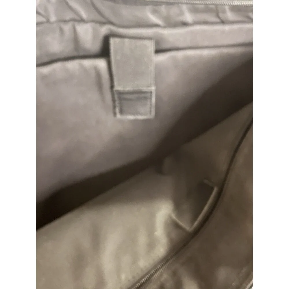 Black Leather Messenger/Laptop Bag With Pockets And Brass Hardware